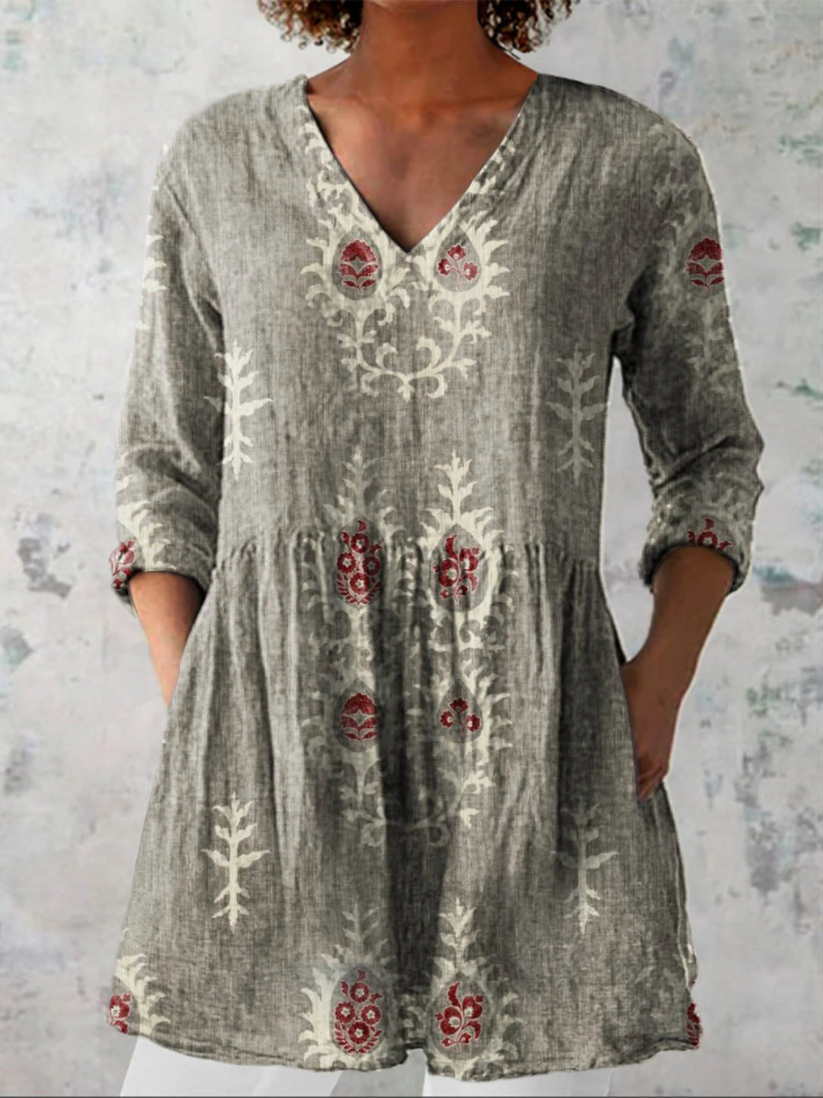 Elise™ | Long Blouse with V-Neck