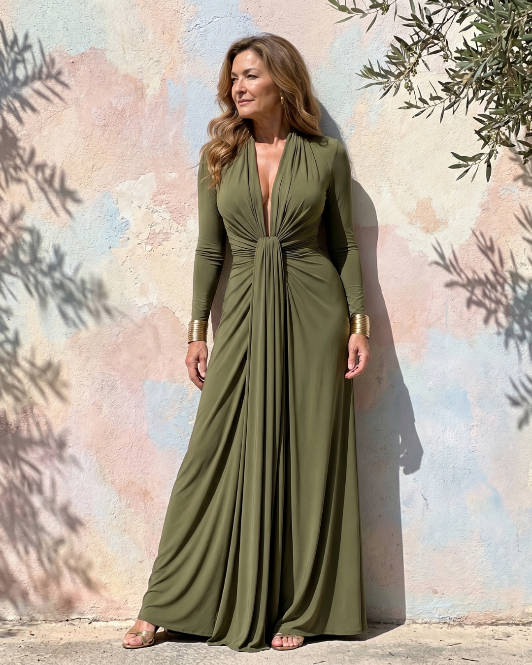 VIMMER | Deep V-Neck Maxi Dress