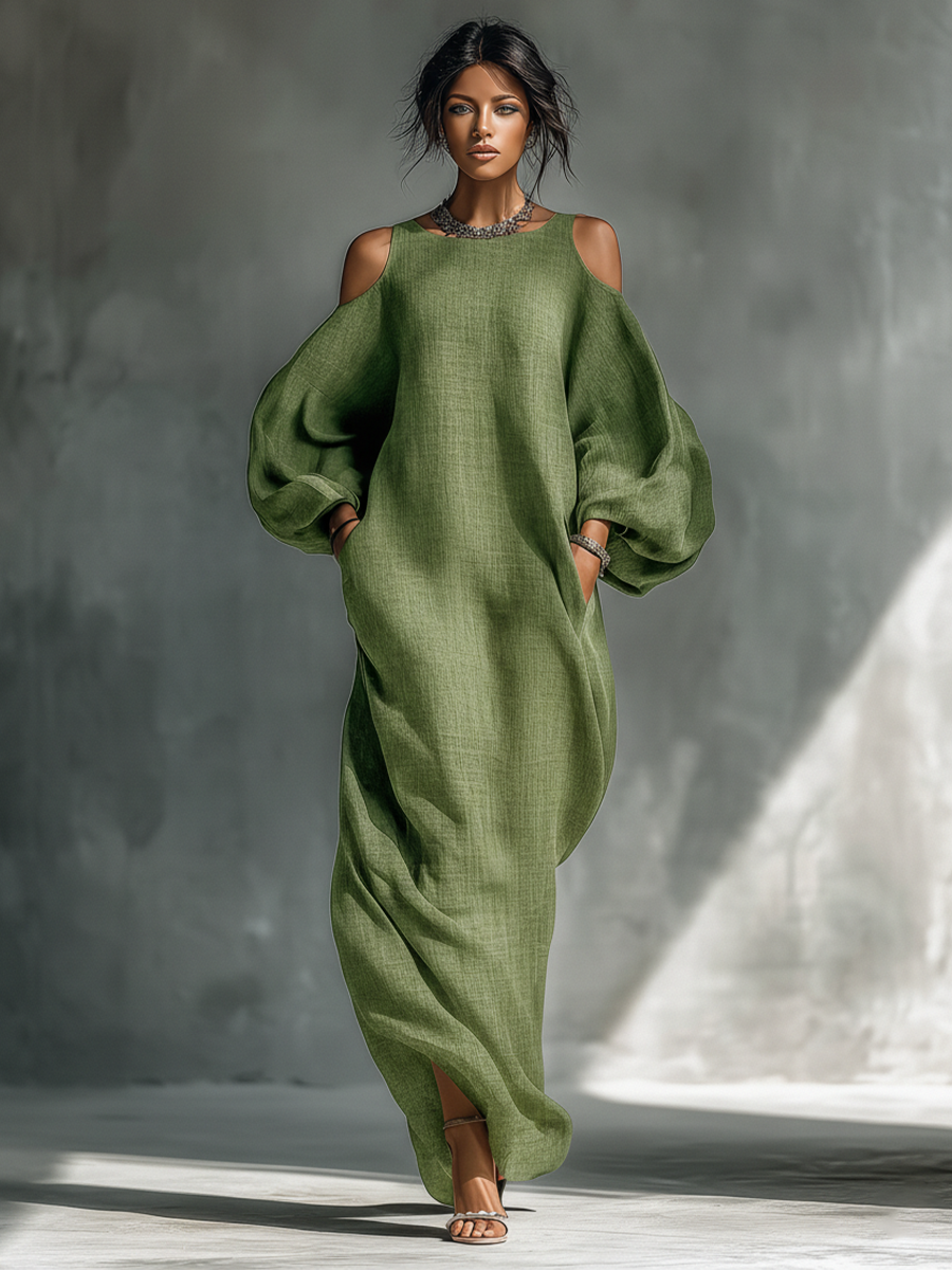 Gina | Light Green Cold-Shoulder Maxi
