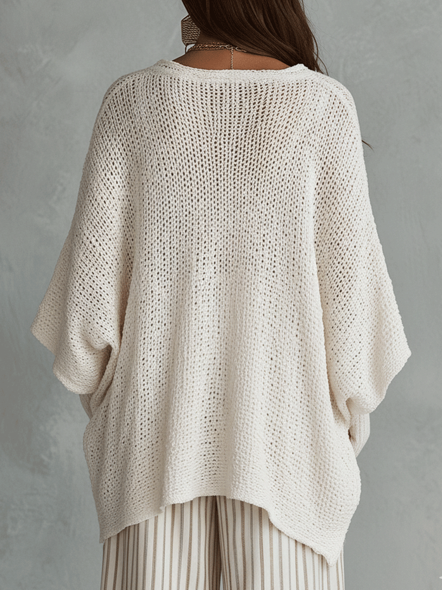 Katherine | Effortless Neutral Bohemian Pullover Knit Top