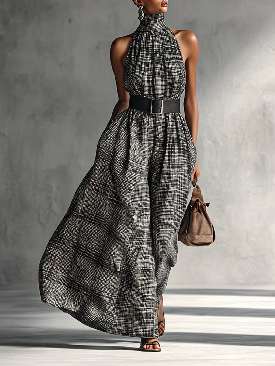 Val | Plaid High Collar Sleeveless