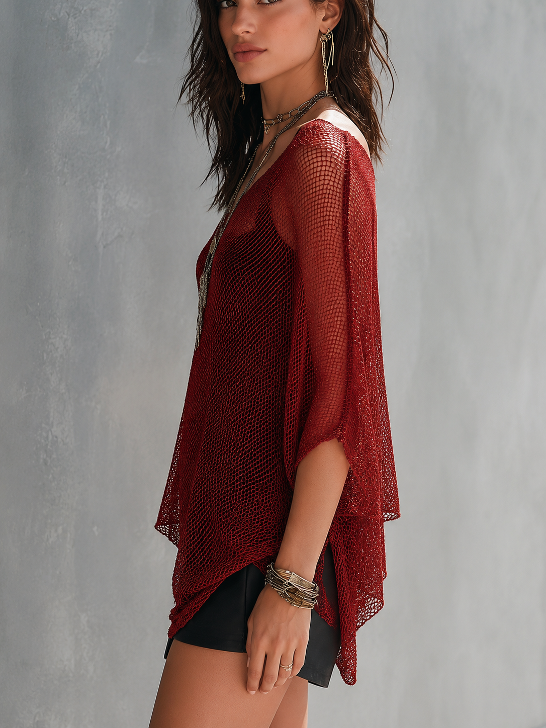 Prue | Bohemian Mesh Resort Deep Red Sheer