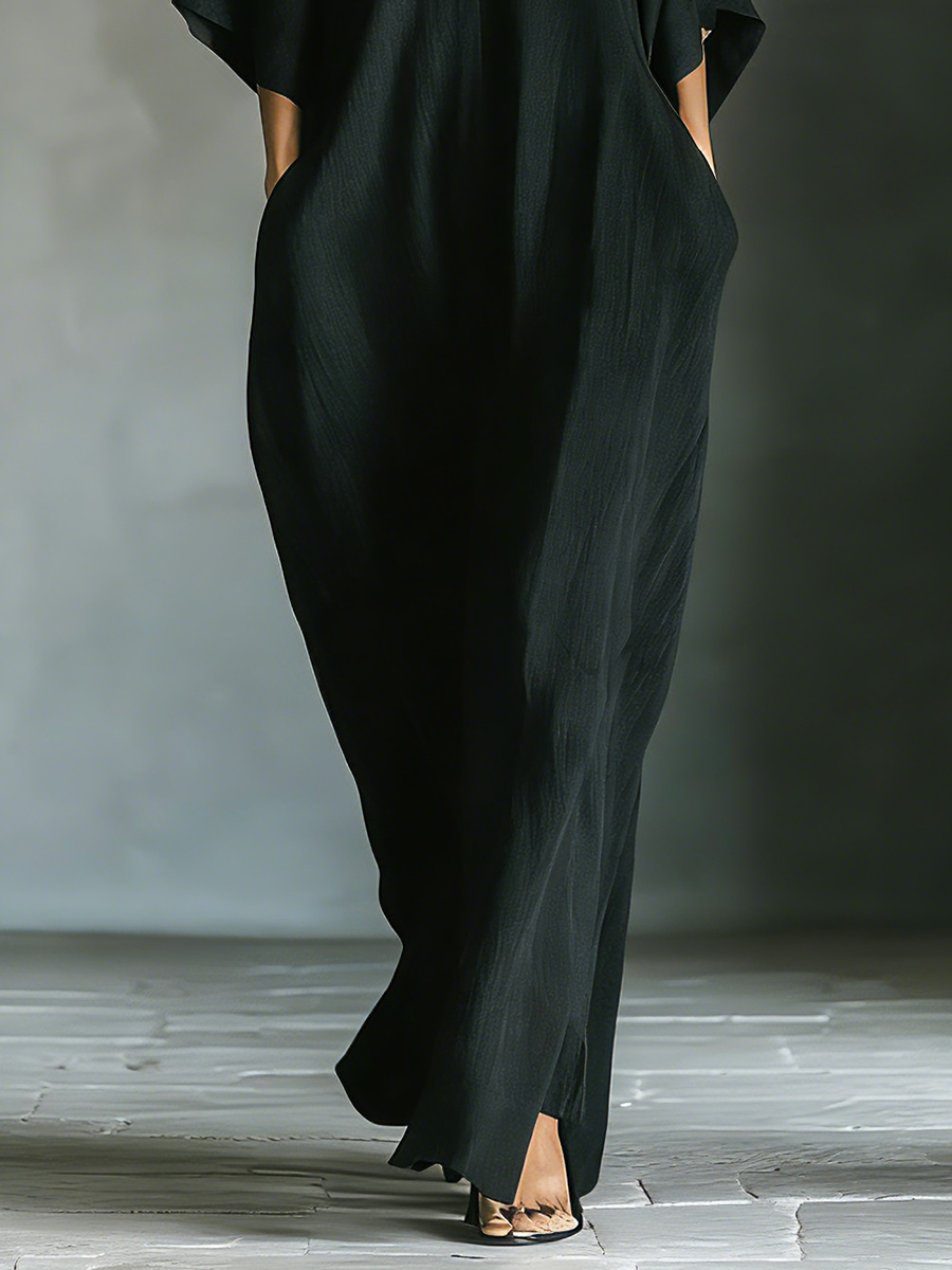 Dahlia | Black Cotton Blend Fabric