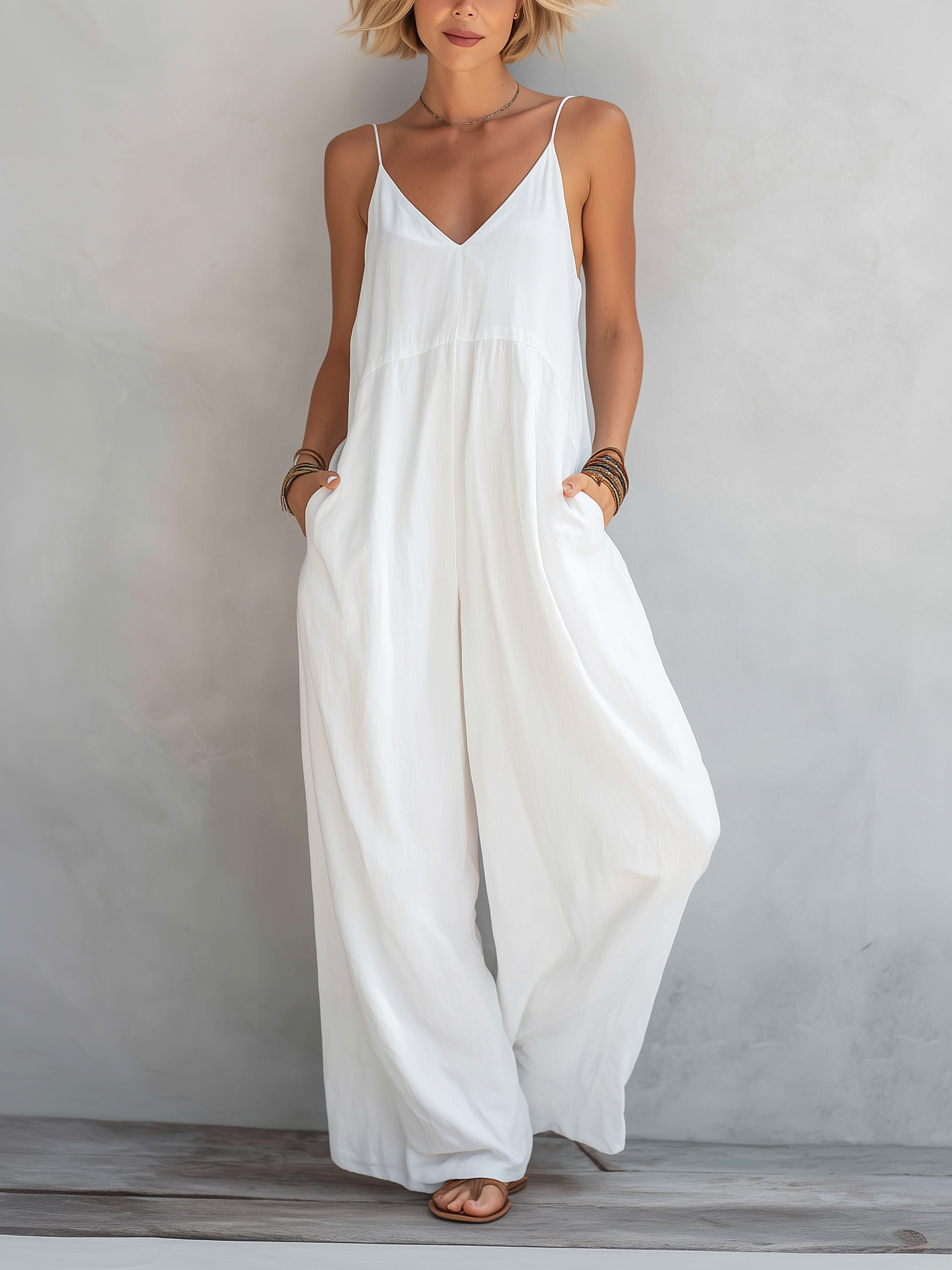 Josie | Casual White Cotton-linen Blend