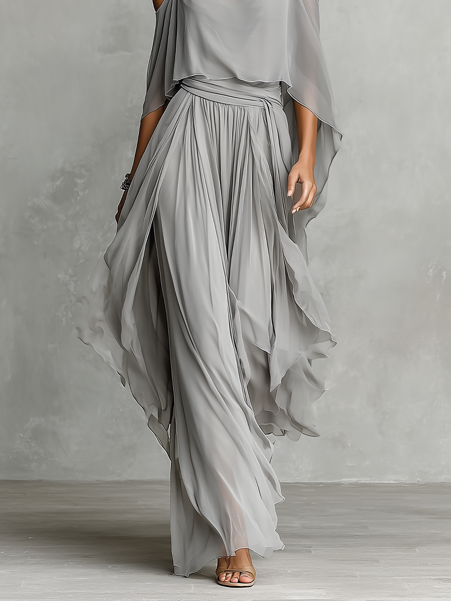 Beatrice | Grey Breathable Chiffon Set