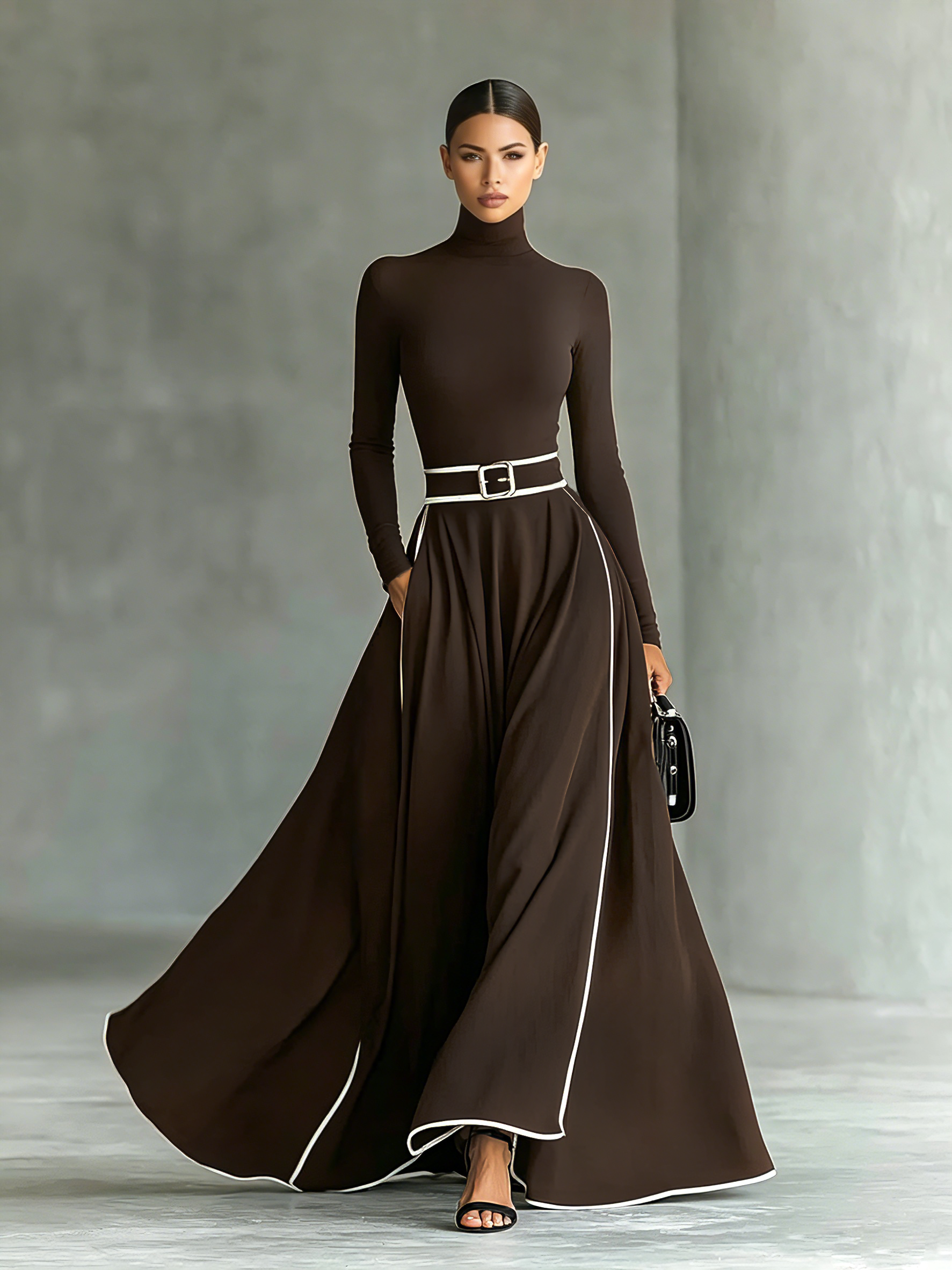 Mara | Black Stitching White Trim