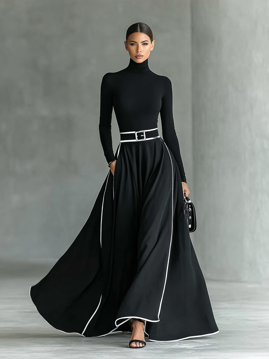 Mara | Black Stitching White Trim