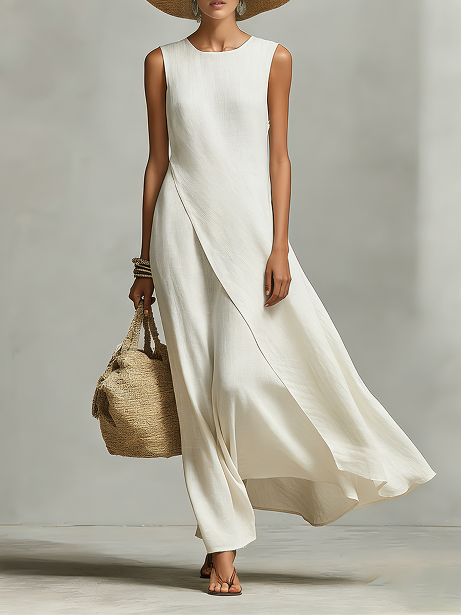 Audrey | Ivory Breathable Linen Dress