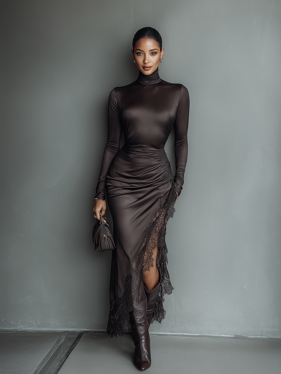 Tammy | Dark Brown Satin Irregular