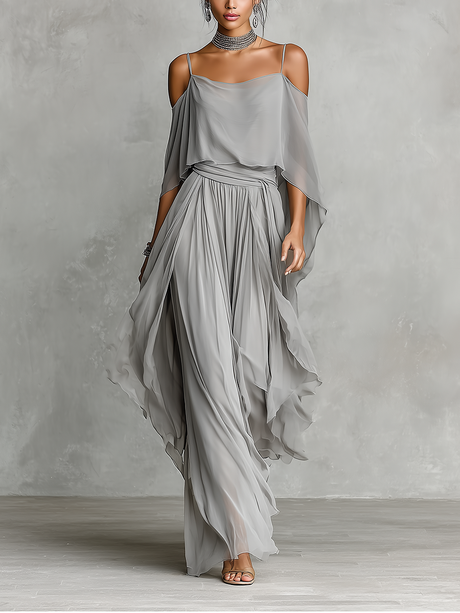 Beatrice | Grey Breathable Chiffon Set