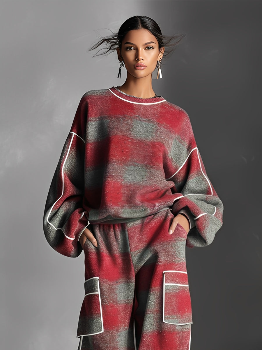 Imogen | Red Gray Plaid Brushed