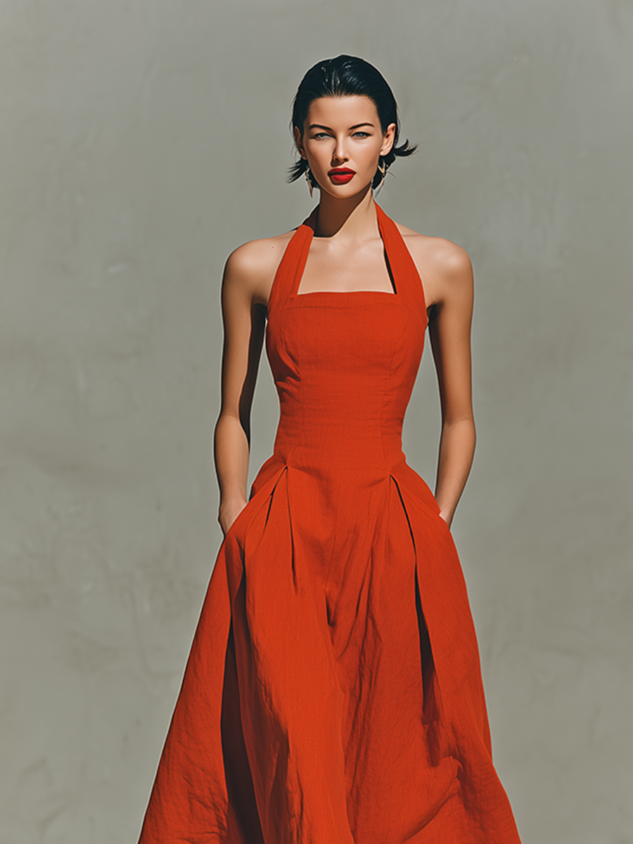 Kate | Red Linen Maxi Dress