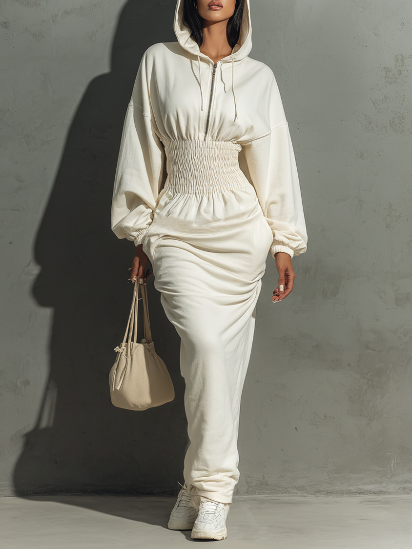 Lola | Waist Shirring Hooded Sweatshirt