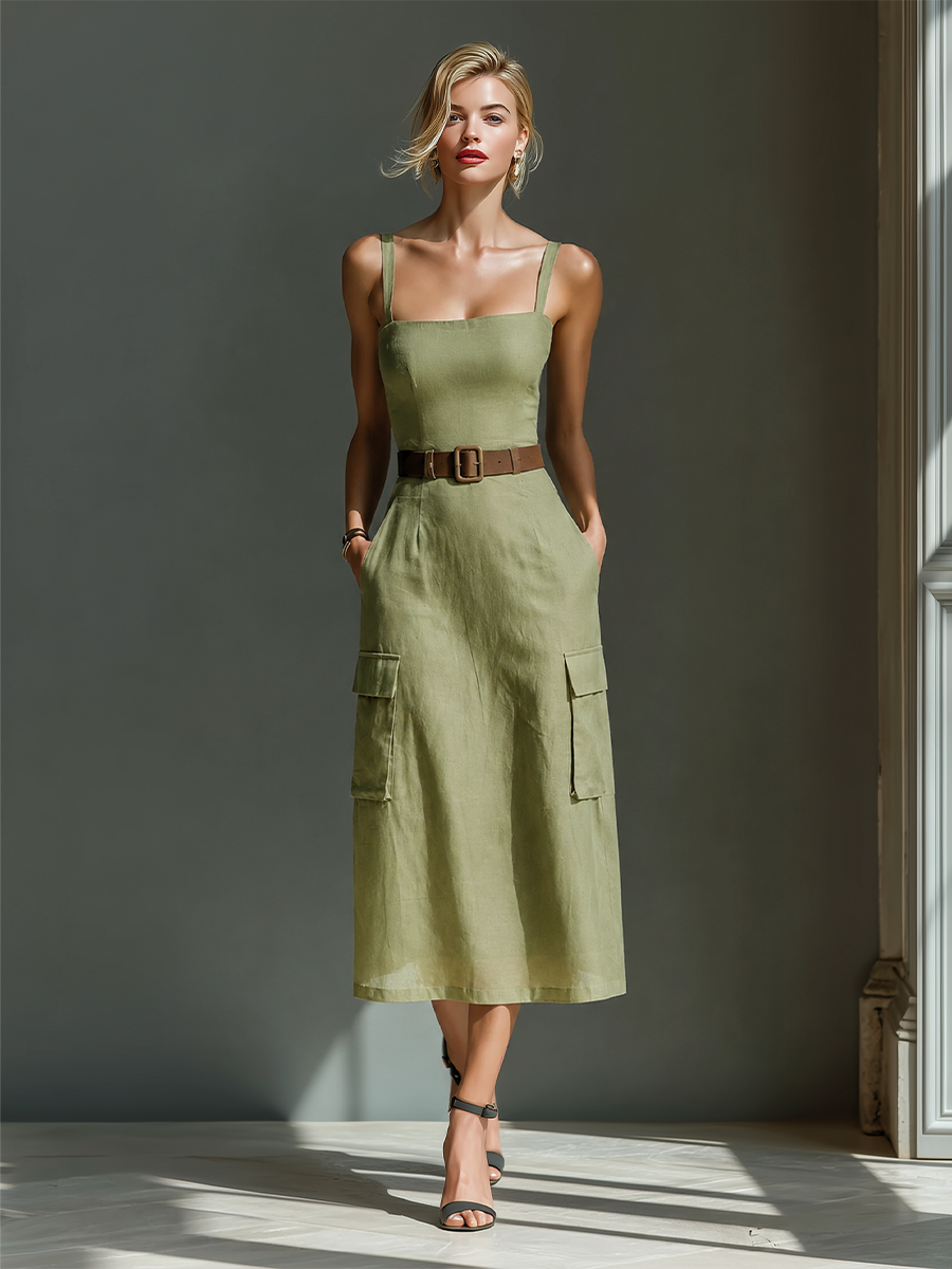 Elena | Olive Green Linen Fabric