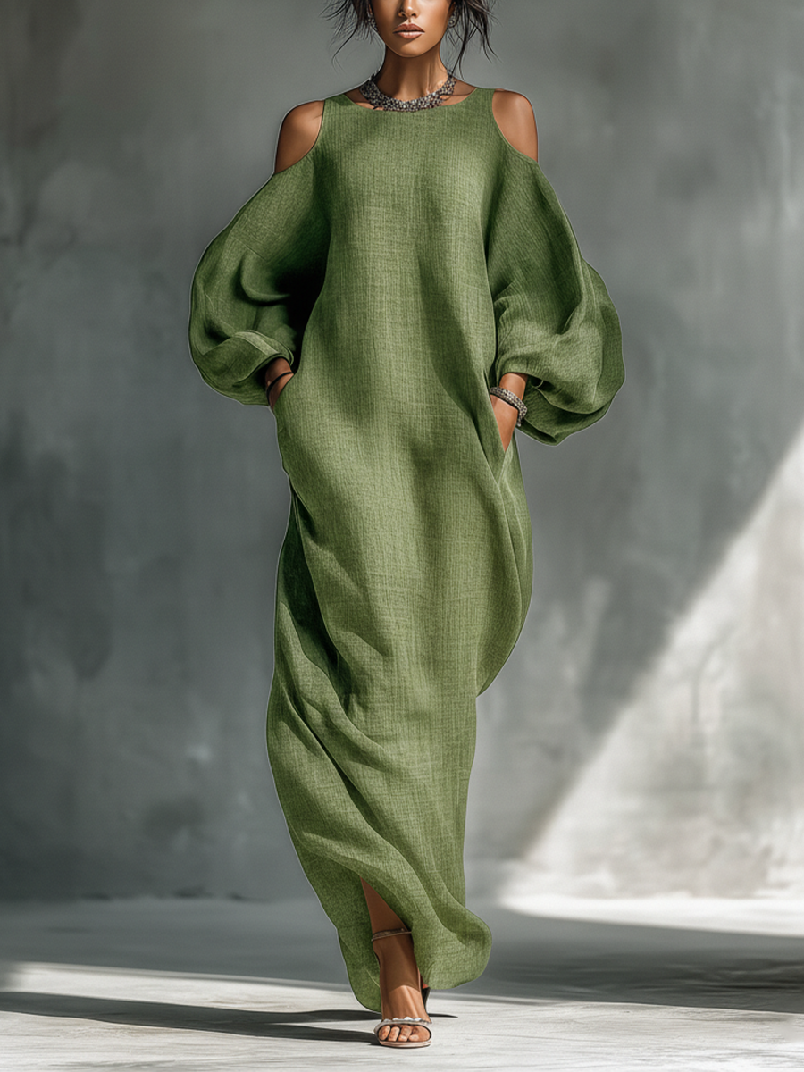 Gina | Light Green Cold-Shoulder Maxi
