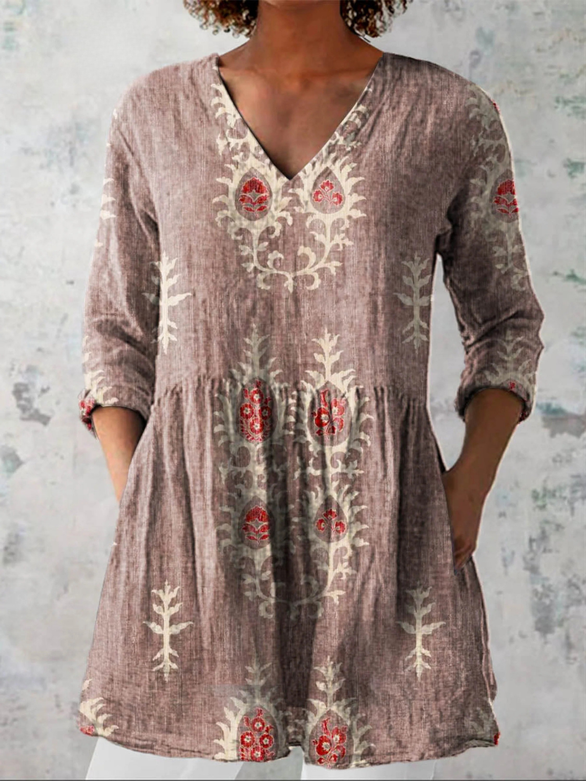 Elise™ | Long Blouse with V-Neck