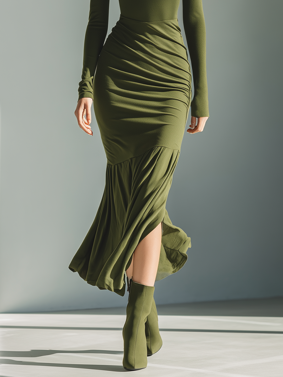 Nancy | Army Green Stretch Knit