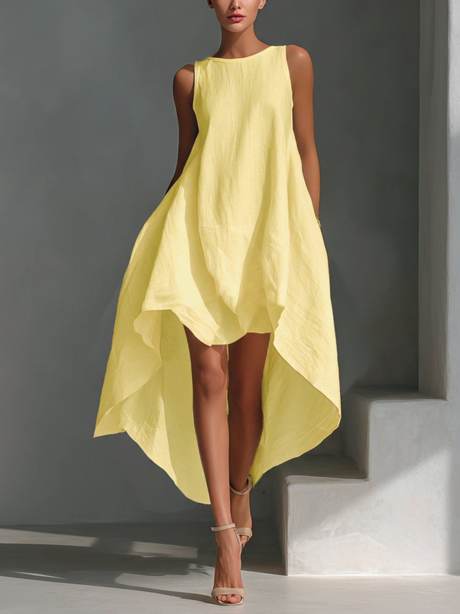 Avery | White Linen Fabric Sleeveless