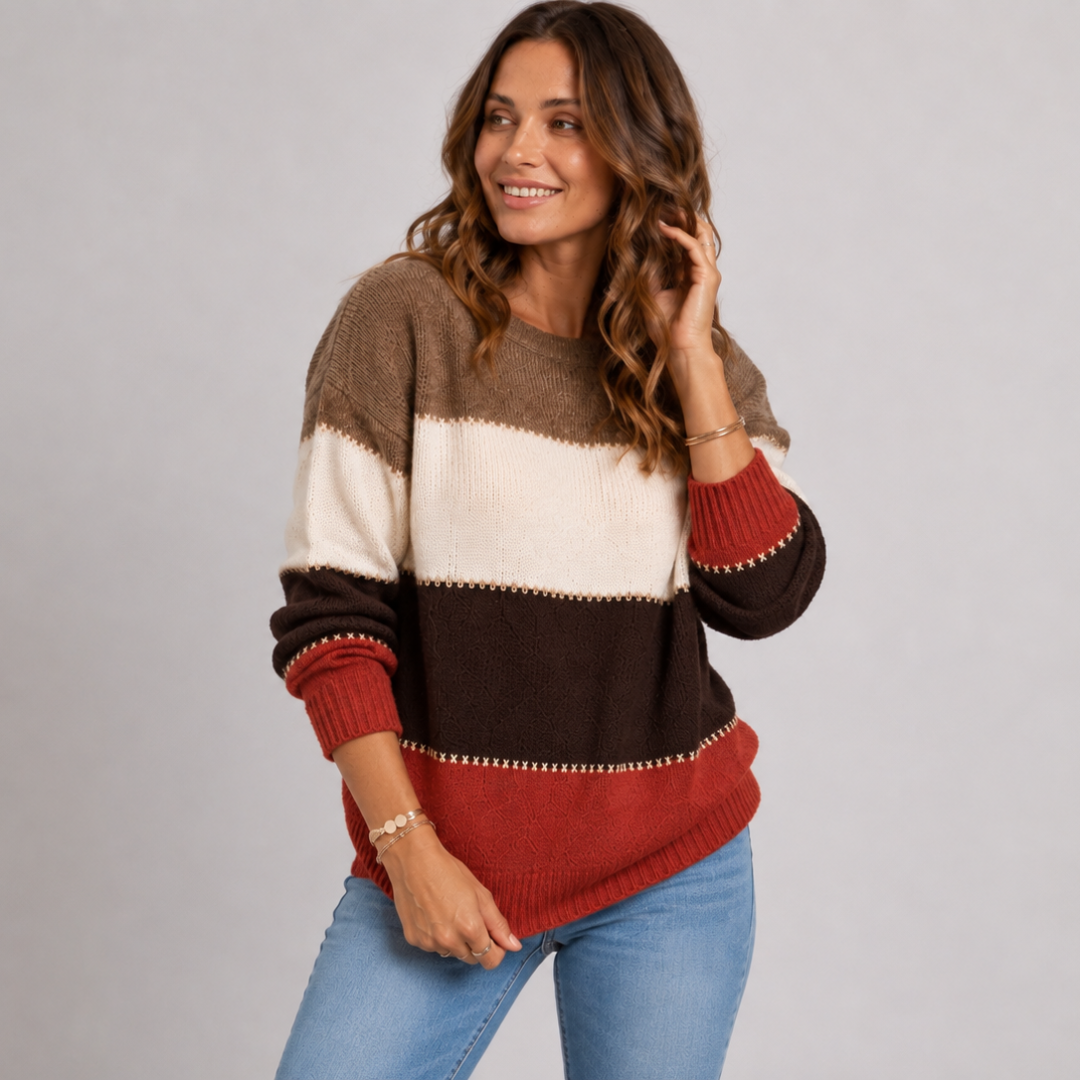 Elise Moretti | Colour Block Knit Sweater For Women