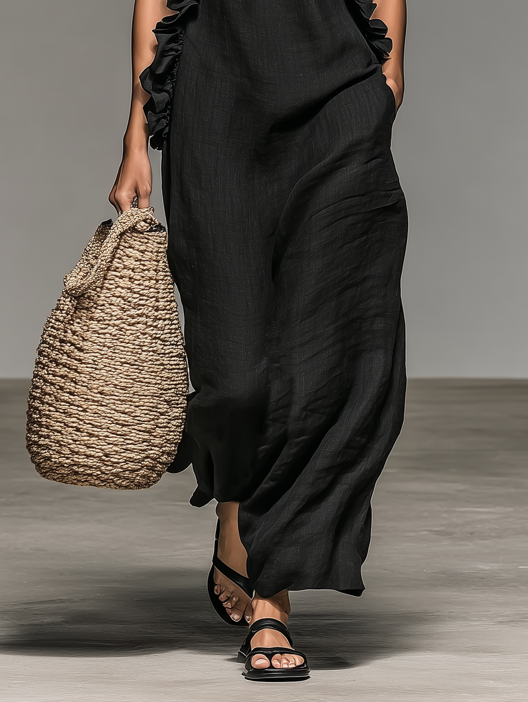 Ariel | Linen-blend Sleeveless Maxi Dress