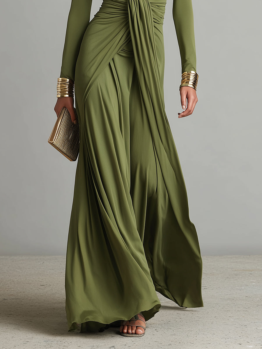 Georgia | Olive Silky Stretchy Dress