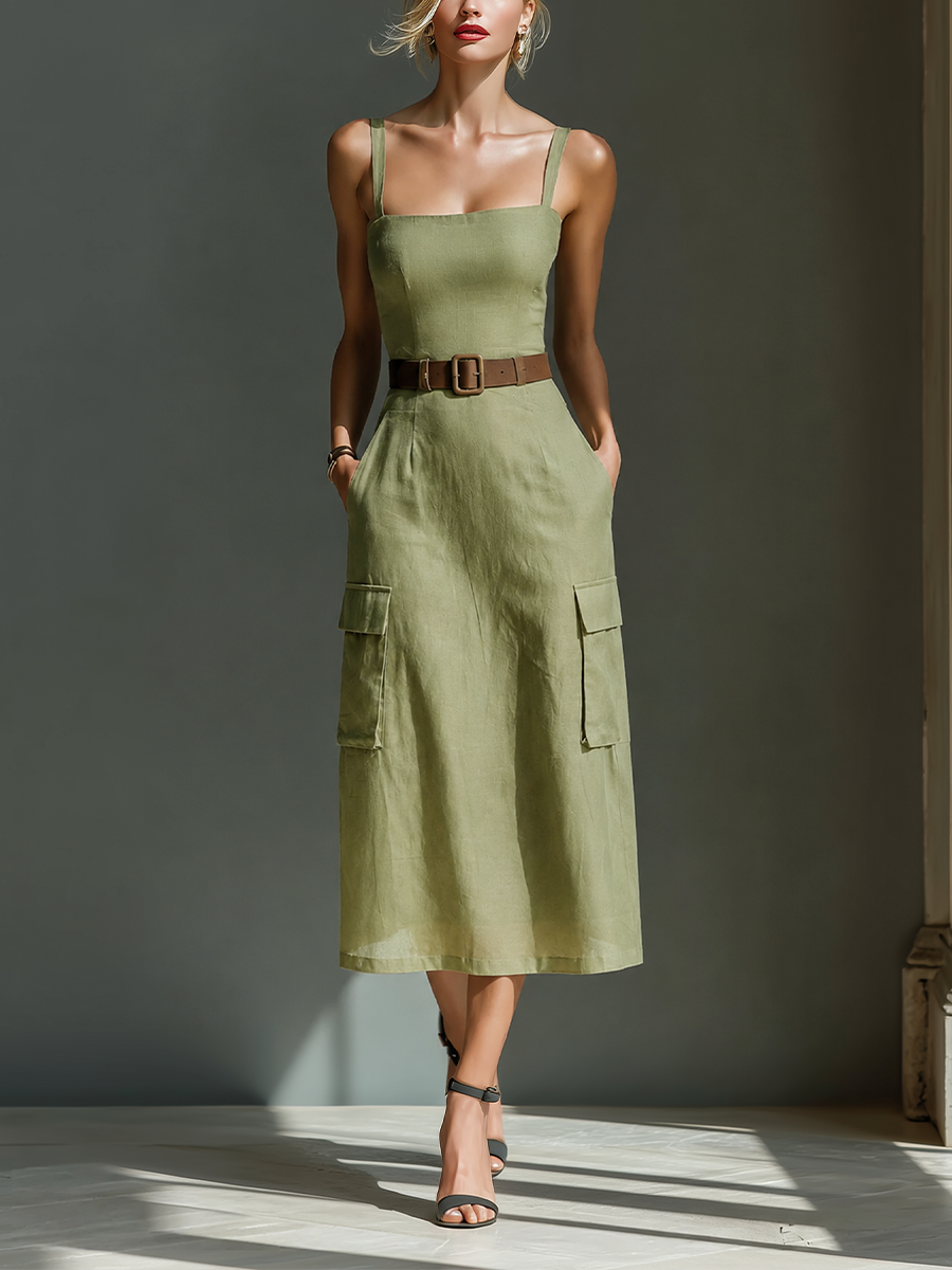 Elena | Olive Green Linen Fabric