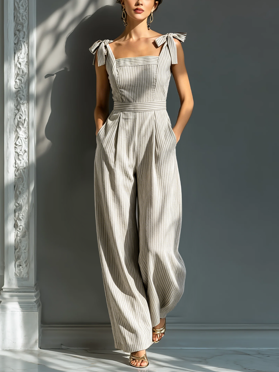 Jill | Beige & White Striped