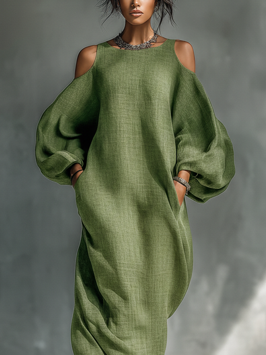 Gina | Light Green Cold-Shoulder Maxi