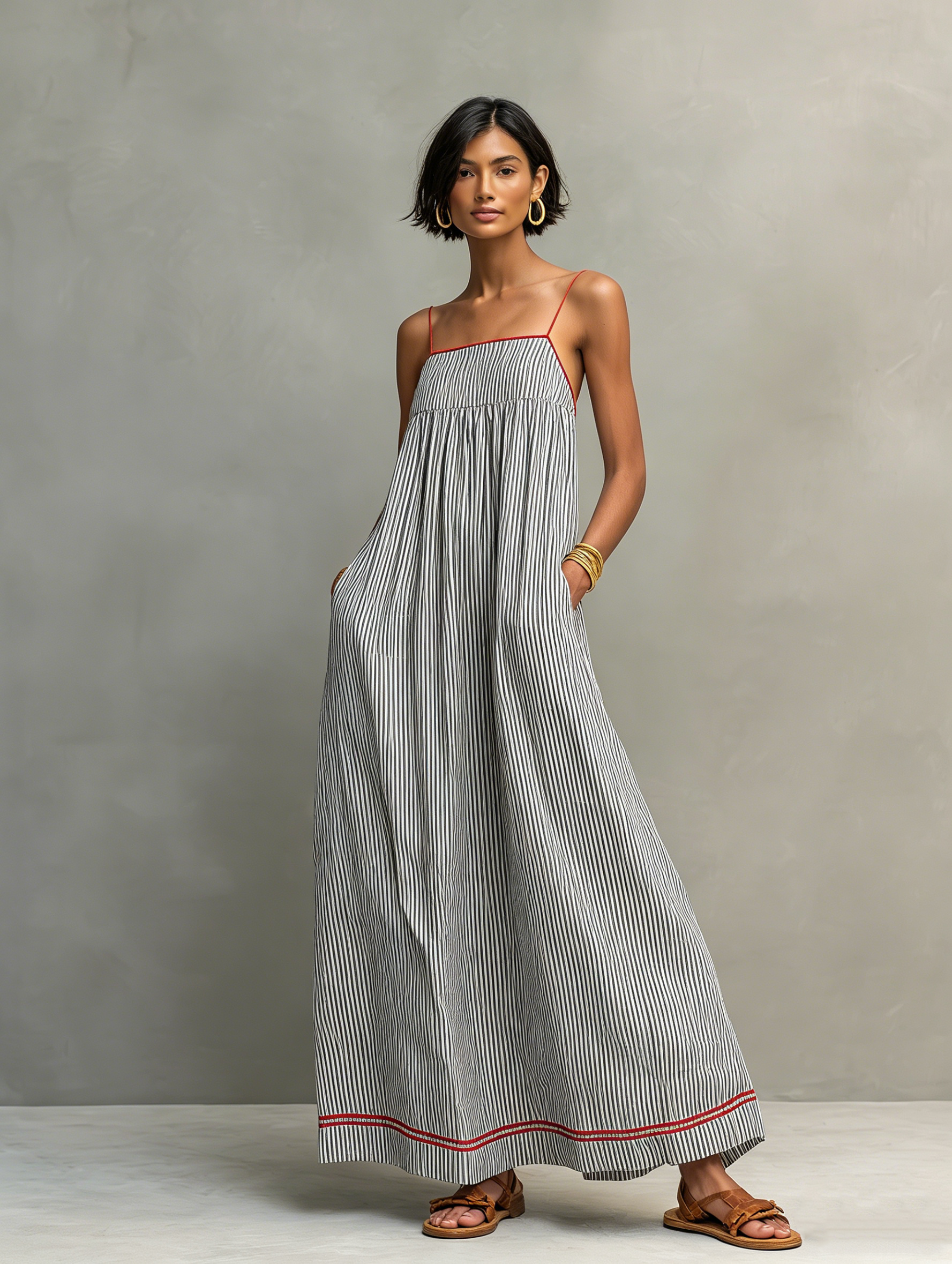Abigail | Striped Maxi Dress Red