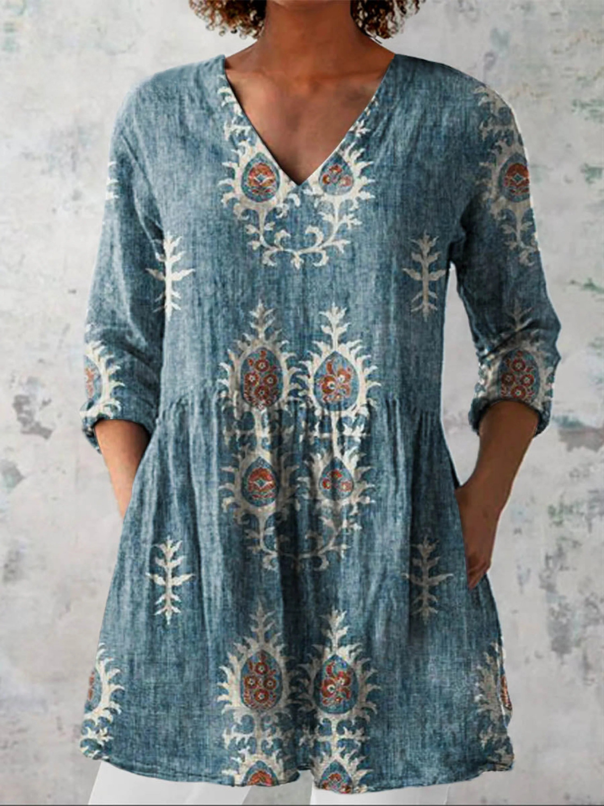 Elise™ | Long Blouse with V-Neck