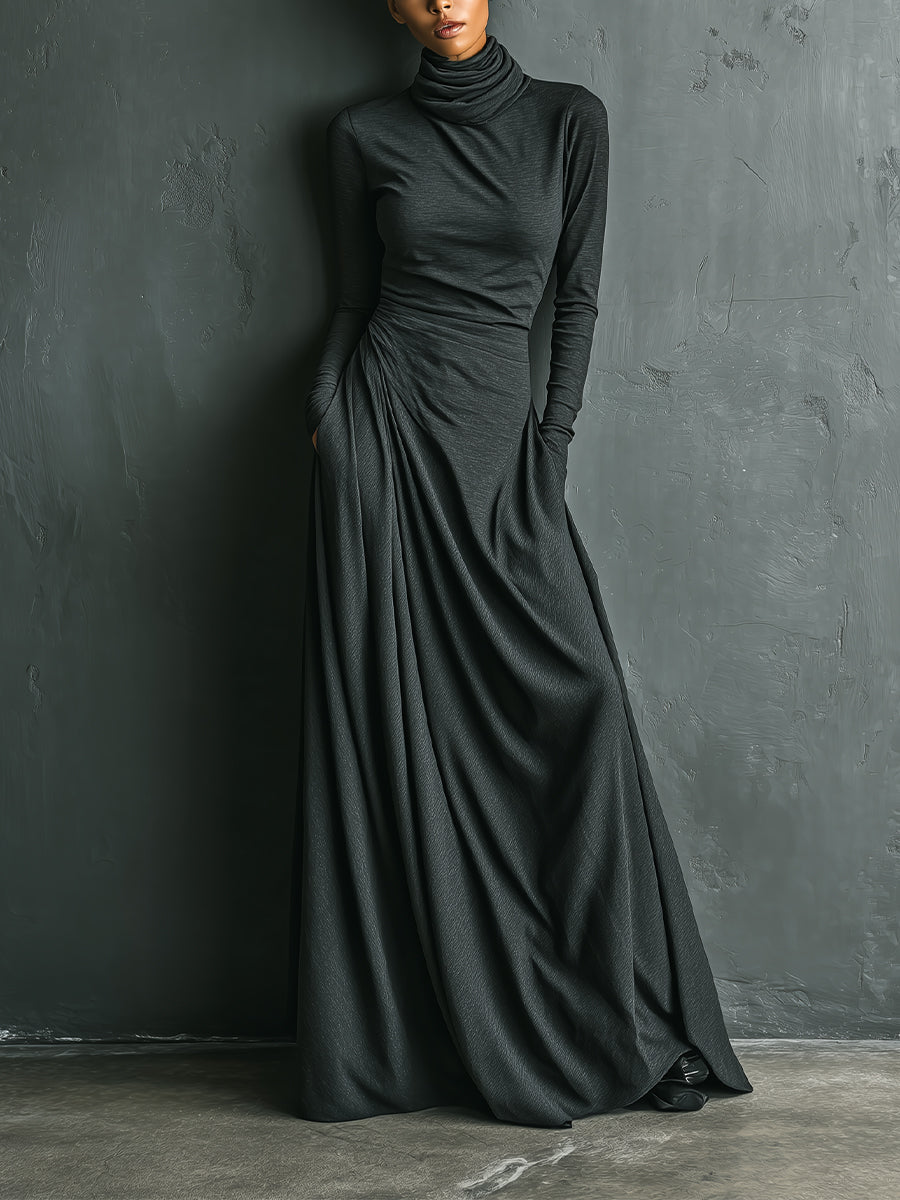 Rosie | Charcoal Elegant Stretch Polyester-Cotton