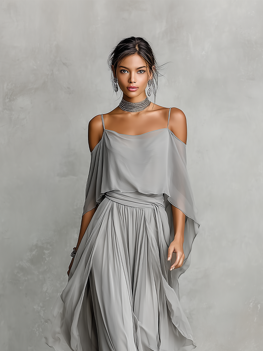 Beatrice | Grey Breathable Chiffon Set