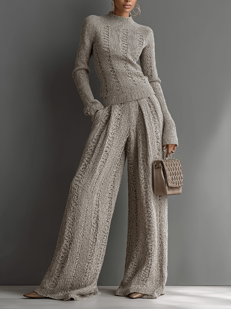 Yvonne | Taupe Elegant Knit Textured