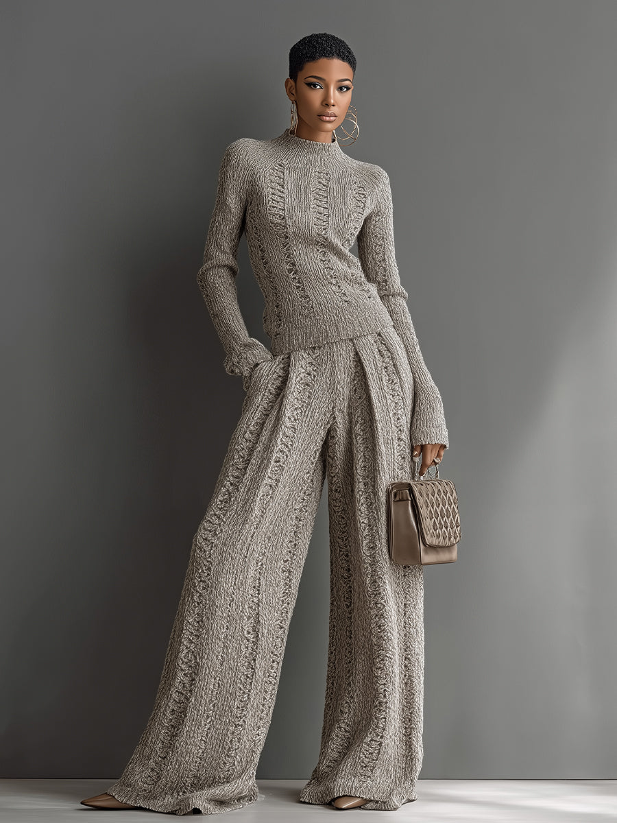 Yvonne | Taupe Elegant Knit Textured