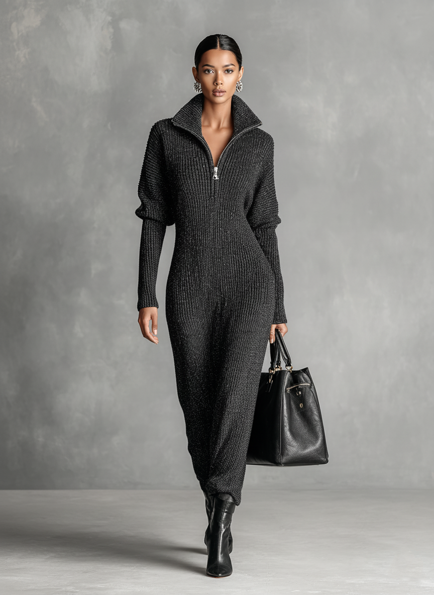 Ruby | Solid Color Zipper Neck