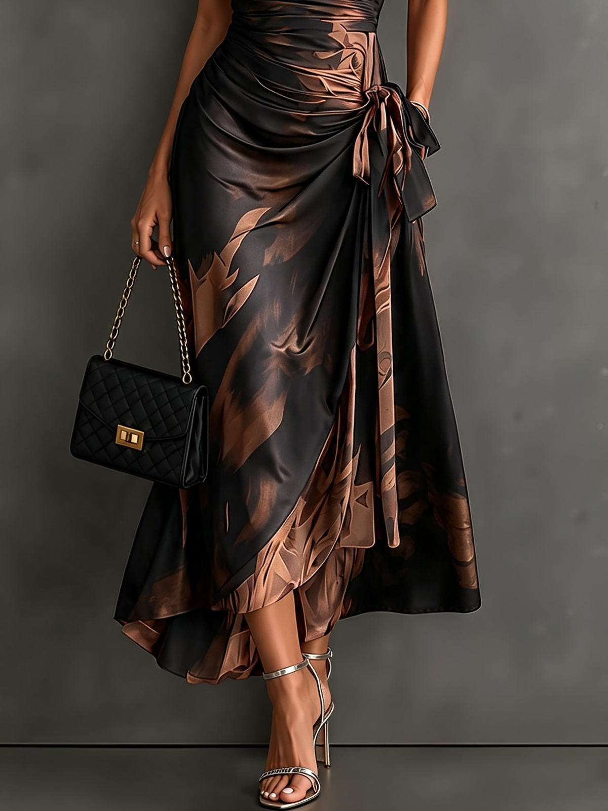 Serena™ Abstract Print Wrap Midi Dress