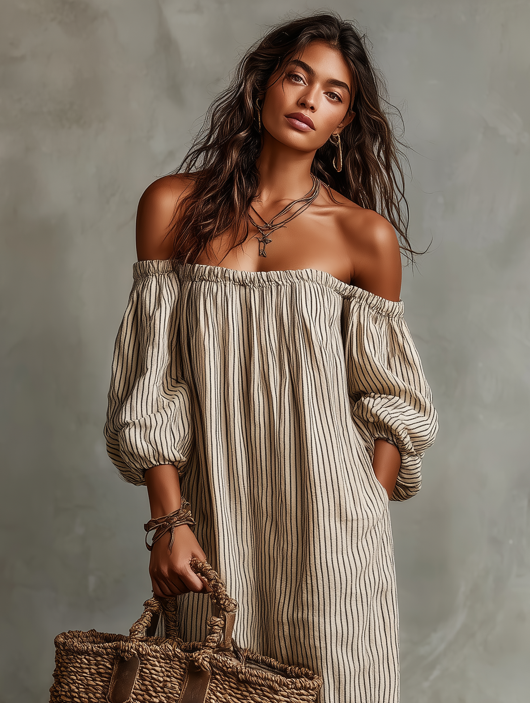 Anna | Vacation Cotton-linen Blend Off-shoulder