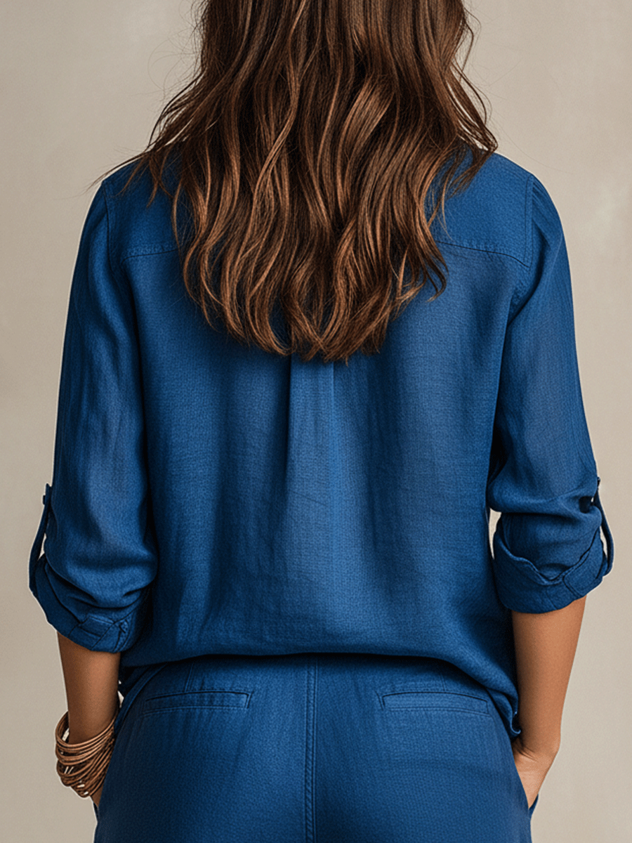 Violet | Bohemian Indigo Quiet Ease Button-Down Linen