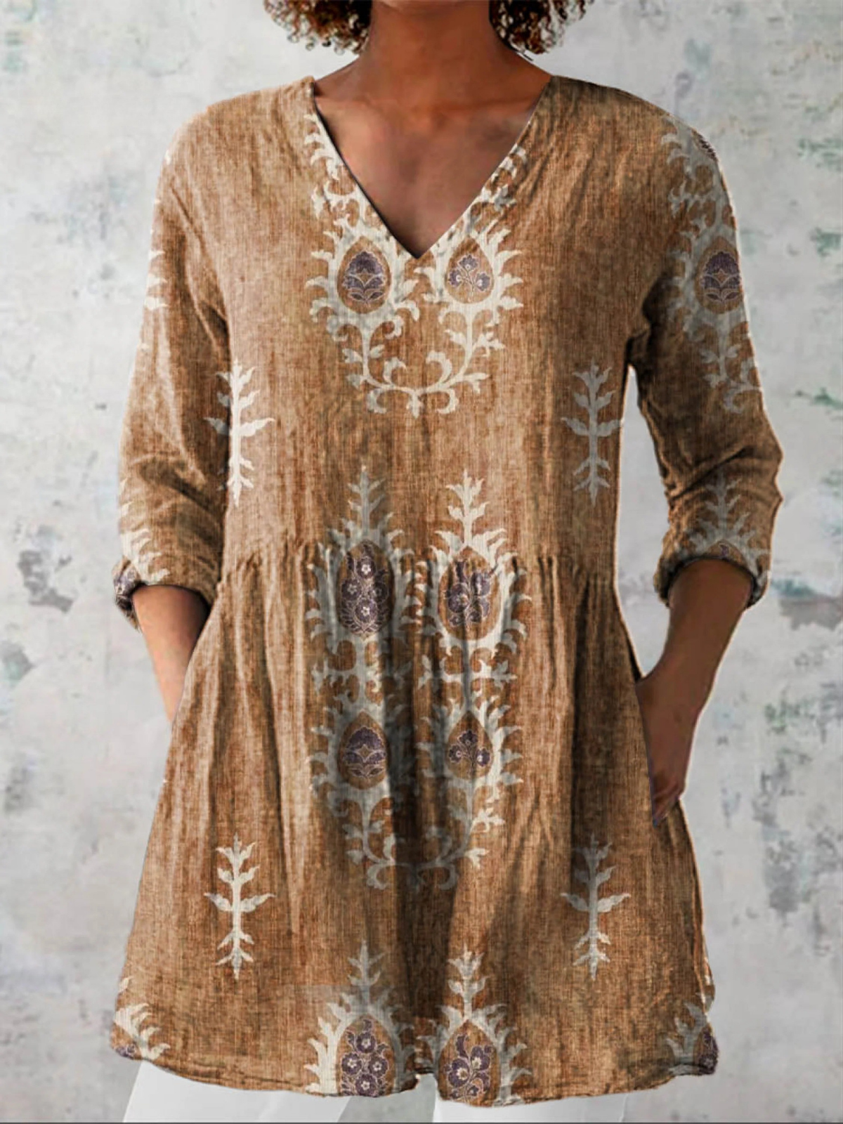 Elise™ | Long Blouse with V-Neck