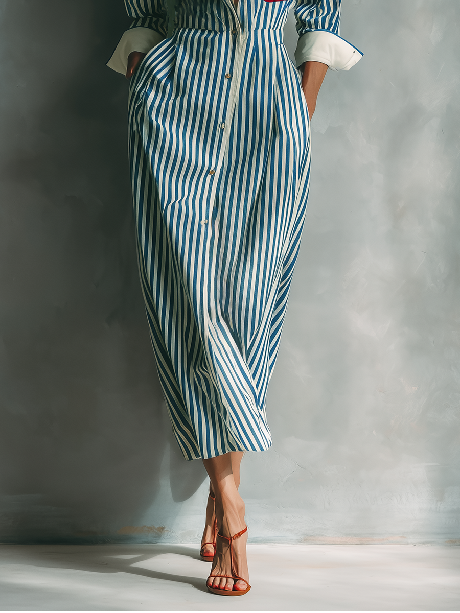 Allegra | Blue White Cotton Blend