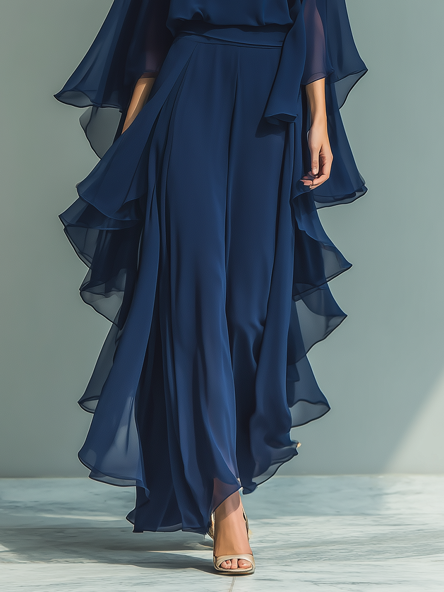 Dawn | Navy Blue Chiffon Top