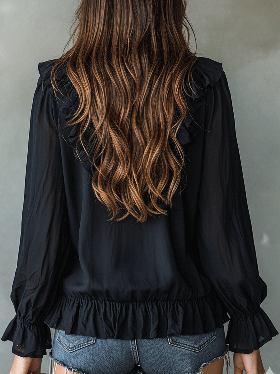 Tabitha | Romantic Bohemian Ruffle Trim V-Neck Lightweight