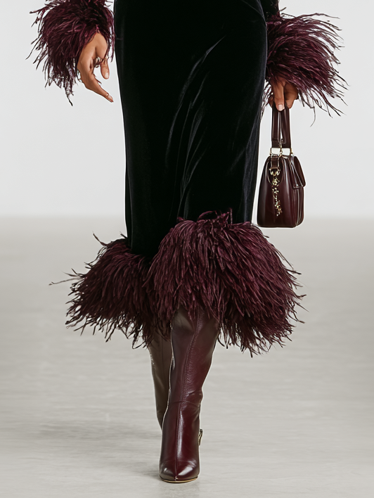 Fleur | Velvet Patchwork Faux Ostrich
