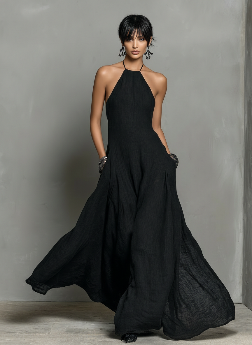 Antonia | Linen Blend Halter Neck