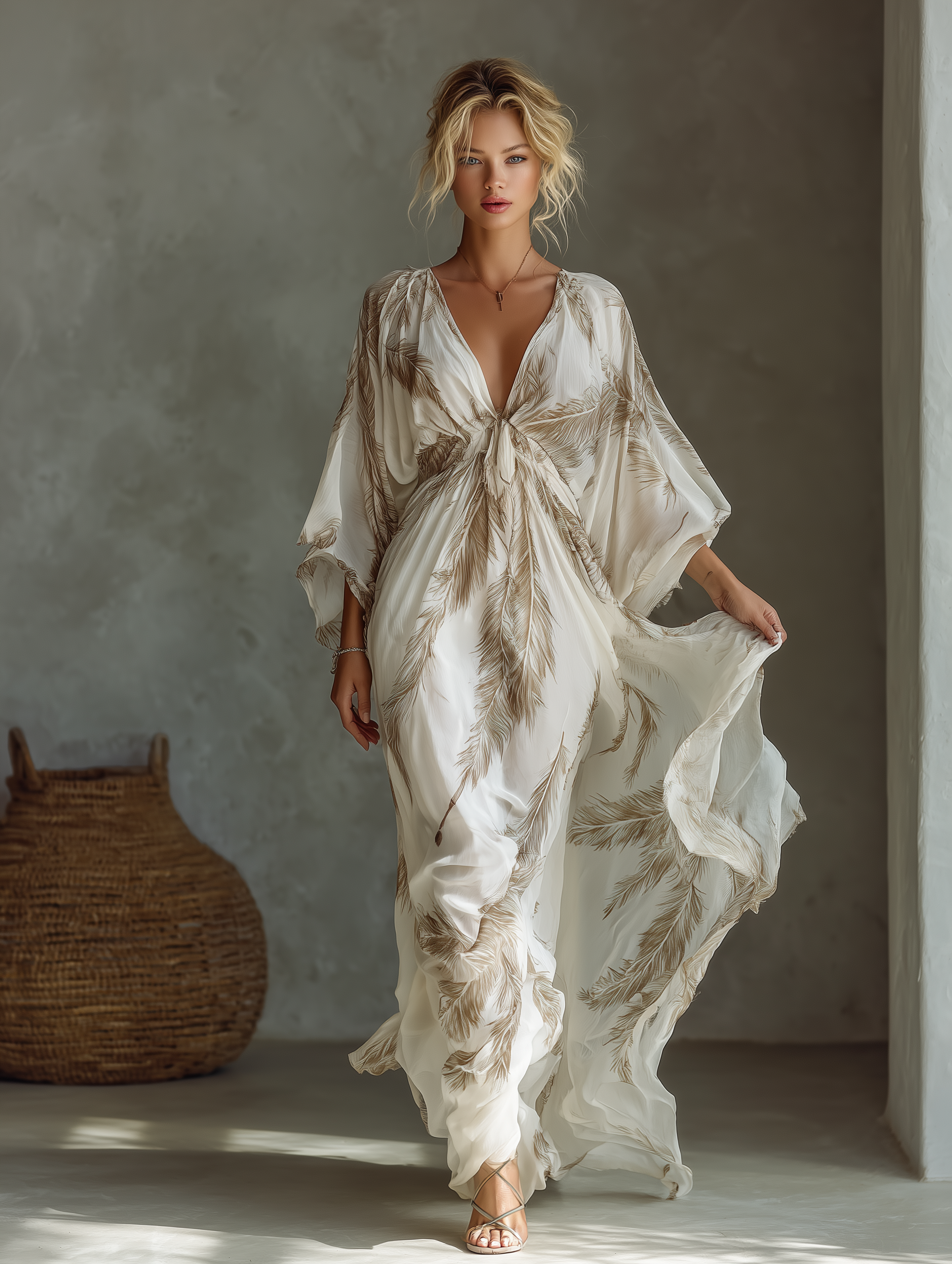Gwen | Ivory Taupe Chiffon Fabric
