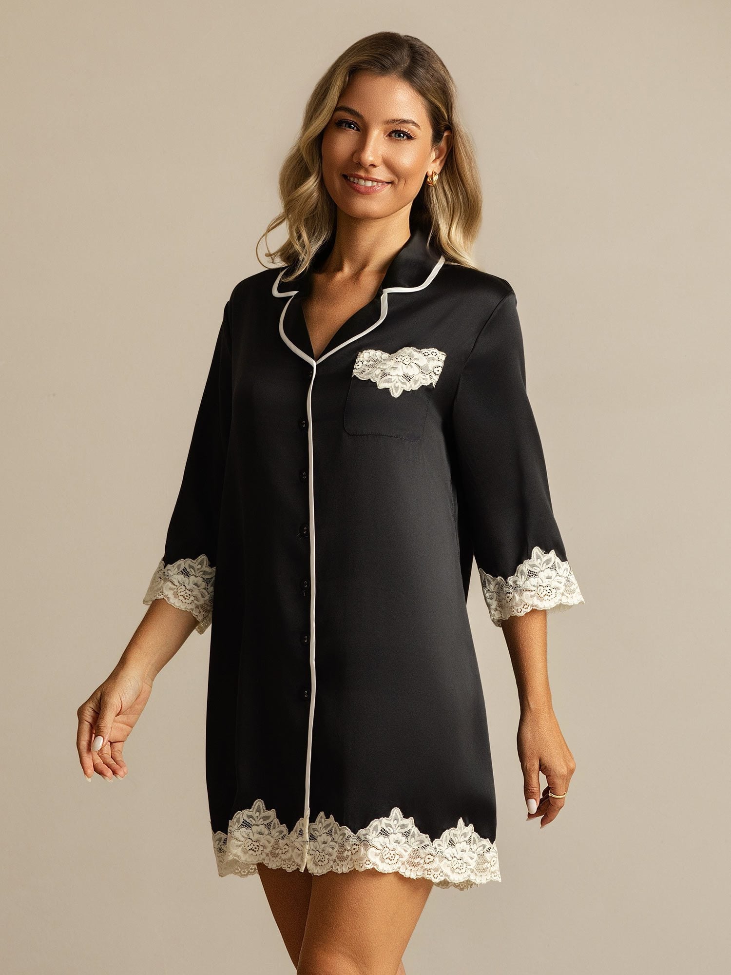 Lara | Chic Lace Trim Nightgown