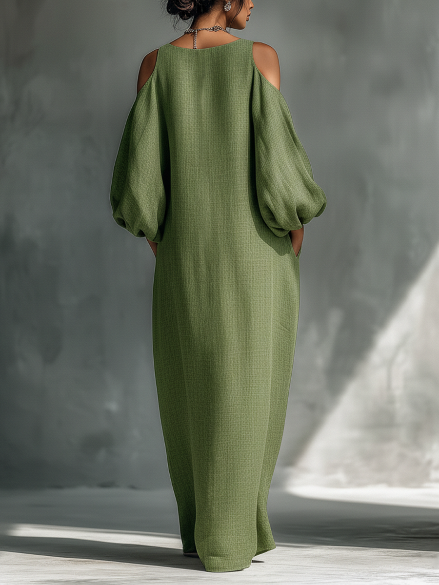 Gina | Light Green Cold-Shoulder Maxi