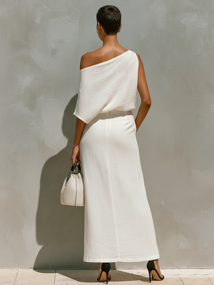 Carmen | White Linen Set One-Shoulder