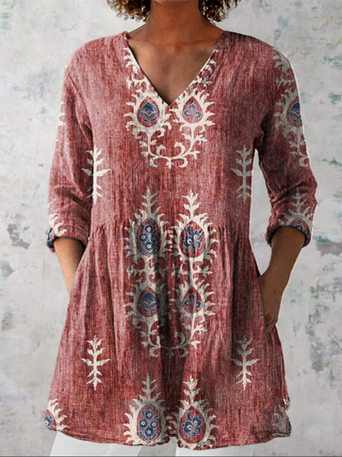 Elise™ | Long Blouse with V-Neck