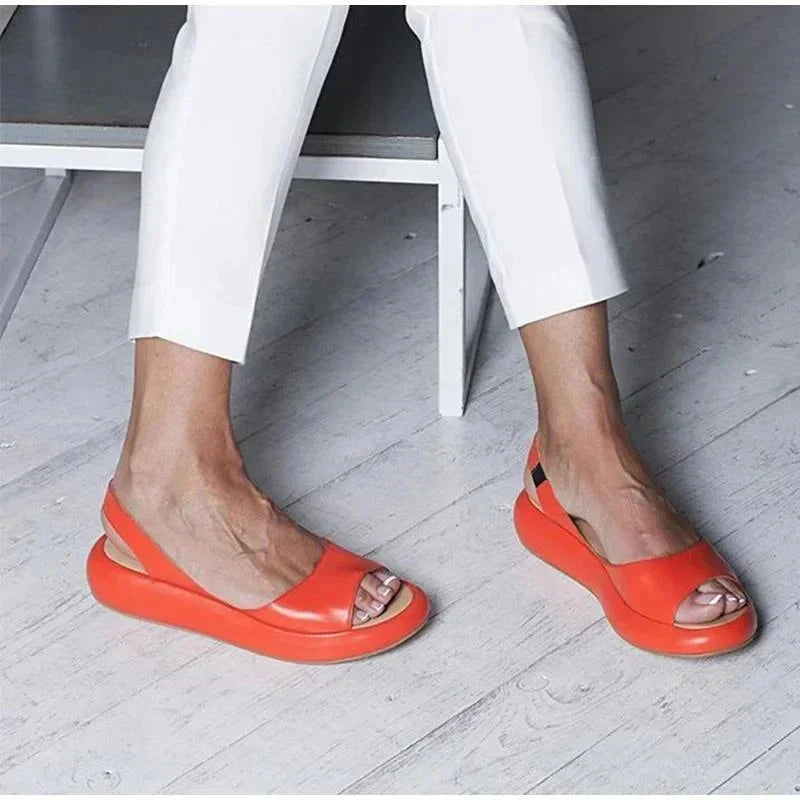 Gwen | Open Toe Platform Flats